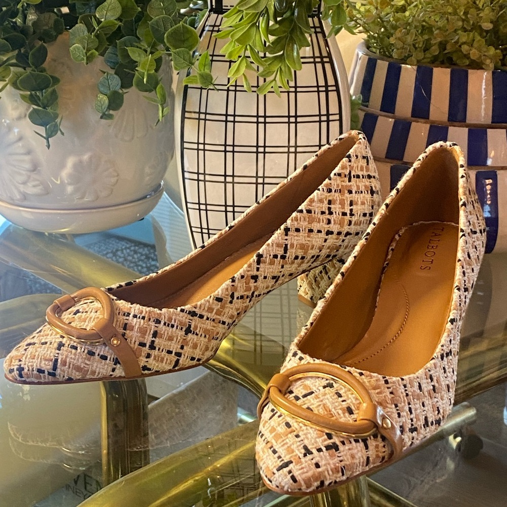 Talbots Tweed Kayla Block Heel Pumps with  Buckle - Picture 9 of 9